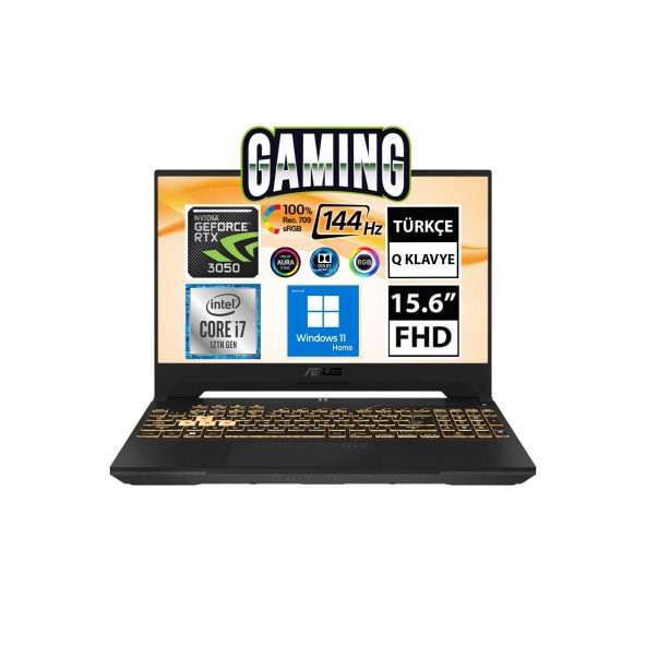 Asus TUF Gaming F15 FX507ZC4-HN008W07 i7-12700H 64GB 1TBSSD RTX3050 15.6" FullHD W11H Taşınabilir Bilgisayar