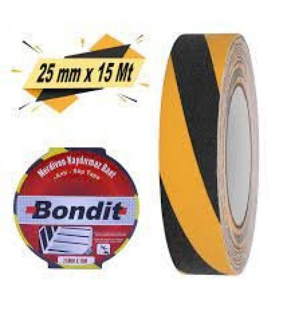 BONDİT MERDİVEN KAYDIRMAZ BANT SARI/SİYAH 25 MM*15 M - 3