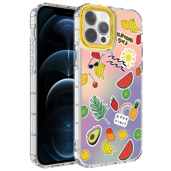 Apple iPhone 14 Pro Kılıf Kamera Korumalı Renkli Desenli Sert Silikon Zore Korn Kılıf - Resim 3