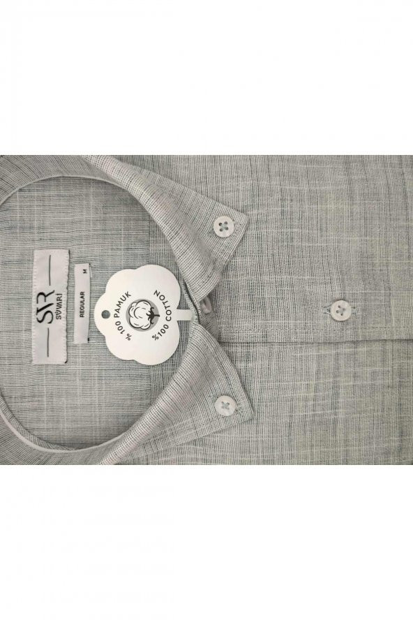 SÜVARİ KISA KOL BOL KESİM PAMUKLU TEK CEPLİ ÖZEL KALIP KLASİK GÖMLEK SİYAH - 3