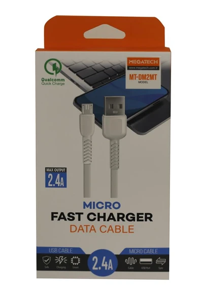 Megatech MT-DM2MT 2.4A Micro 2mt Data Şarj Kablosu ürün görseli