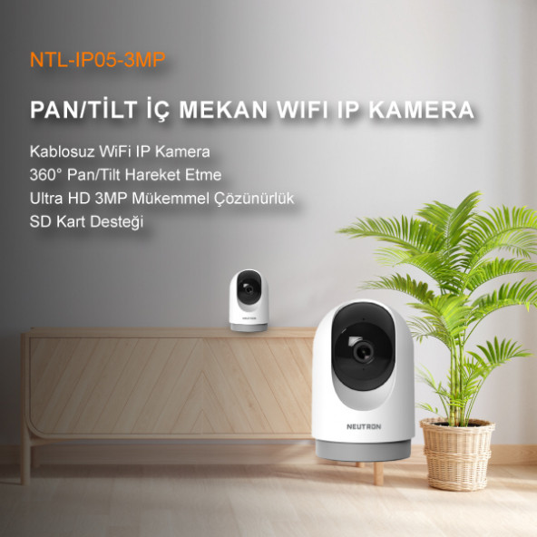 360° PAN/TİLT İÇ MEKAN GECE GÖRÜŞLÜ WİFİ IP KAMERA