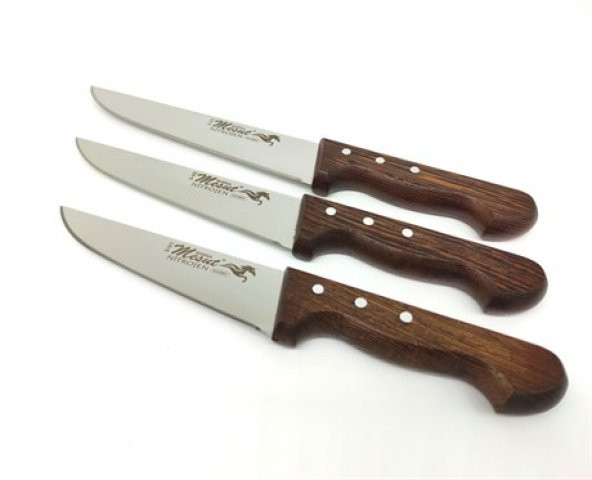 Venge Saplı 3lü Bıçak Seti Kasap, Kurban ve Mutfak Seti Et Ekmek Sebze Meyve Et Şef Bıçağı Kasap Bıçağı