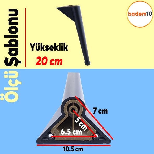 Gonca Lüks Mobilya Kanepe Tv Ünitesi Koltuk Ayağı 20 Cm Siyah Konsol Ayakları - 5