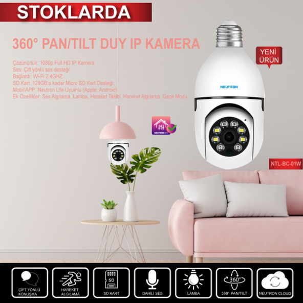 360° PAN/TİLT Wİ-Fİ DUY IP KAMERA - 2