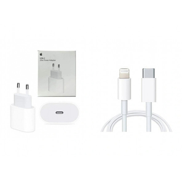 Apple Uyumlu 20 W Type-C Güç Adaptörü + Apple Uyumlu Type-C - Lightning Kablosu (1 m)
