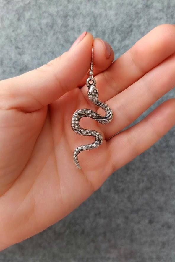Yılan Şekilli Kadın Küpe Çift Adet Gümüş Kaplama El Yapımı Kadın Küpe - 2