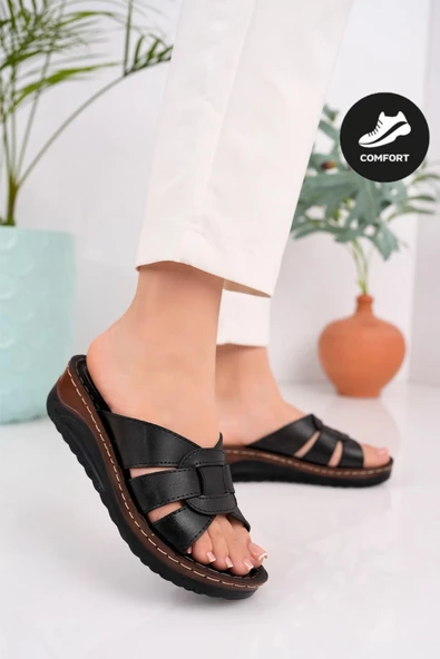Muggo Comfort Kadın Garantili Günlük Ortopedik Kaymaz Taban Rahat Terlik - 6