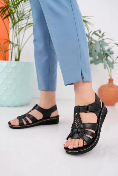 Muggo Soft Kadın Garantili Günlük Ortopedik Kaymaz Taban Comfort Rahat Sandalet - 6