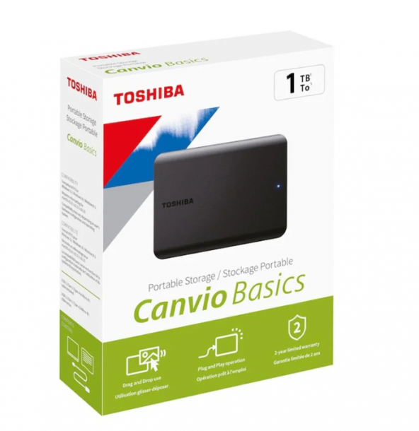 Toshiba 1TB Canvio Basic 2.5" Gen1 Siyah HDTB510EK3AA Harici Harddisk -YENİ-