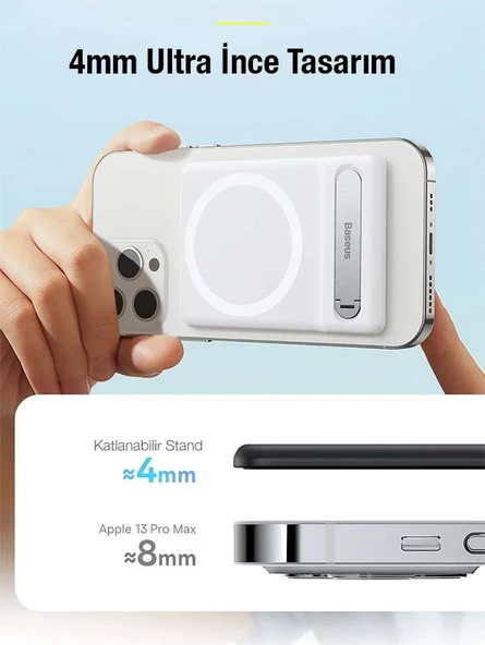 Baseus Magsafe Uyumlu Telefon Arkası Magnetic İphone Stand İphone 12 13 14 Pro Max Stand Masaüstü Stand - Resim 9