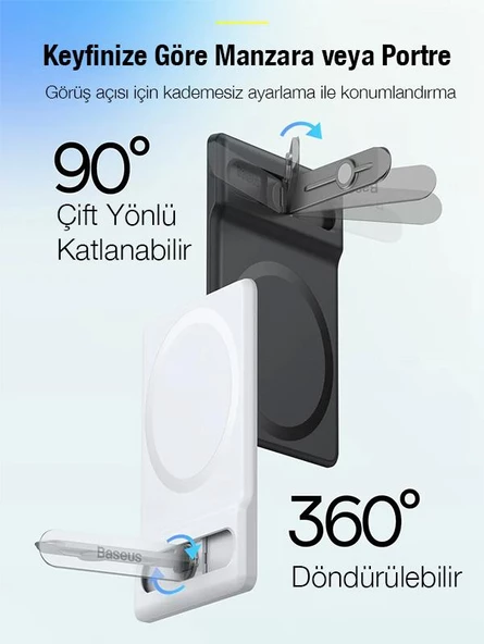 Baseus Magsafe Uyumlu Telefon Arkası Magnetic İphone Stand İphone 12 13 14 Pro Max Stand Masaüstü Stand - Resim 2