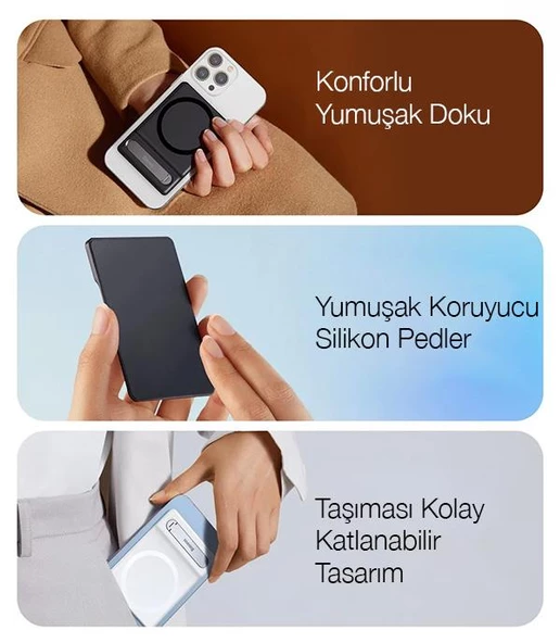 Baseus Magsafe Uyumlu Telefon Arkası Magnetic İphone Stand İphone 12 13 14 Pro Max Stand Masaüstü Stand - Resim 10