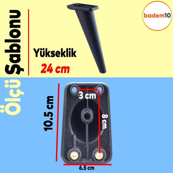 Regnum Lüks Mobilya Kanepe Tv Ünitesi Koltuk Ayağı 24 Cm Siyah Konsol Ayakları - 4