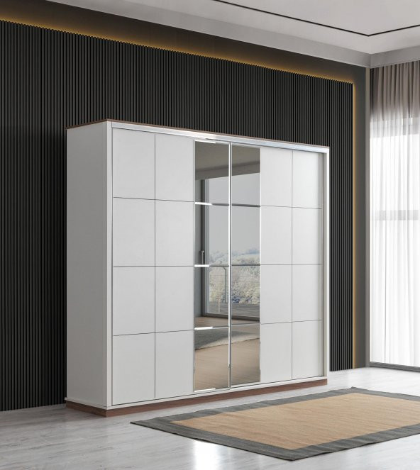Erezoğulları Mobilya Efsane Sürgülü Aynalı Elbise Dolabı Gardırop 230x60x214