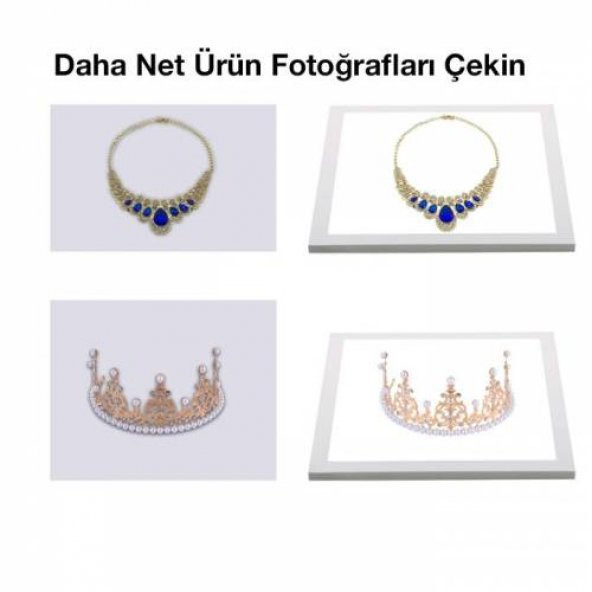 Polham 20*20CM Led Işıklı Gölgesiz Fotoğraf Çekim Paneli, Aksesuar,Saat, Takı, Mücevher Çekim Standı - 3