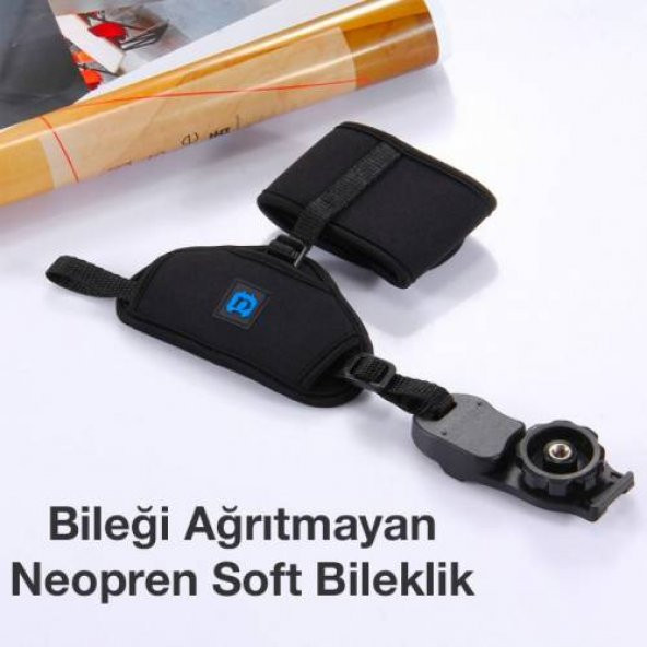 Polham Fotoğraf Makinası Taşıma El Kemeri, Neopren Bilek Destekli Ayarlanabilir Sabitleme Kemeri - 3