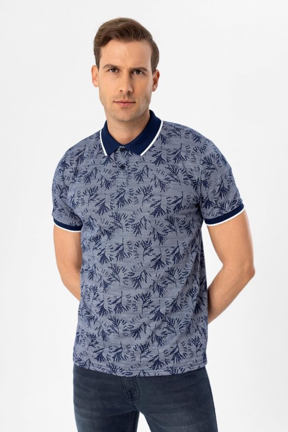 Polo Yaka Slim Kalıp Armürlü Tişört - 5