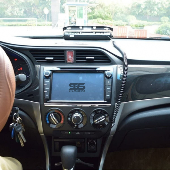 Polis Çakarı Cam Içi Vantuzlu 6 Led Kırmızı Mavi Çakmaklık Girişli Ön Arka Cam Polis Lamba 12 Mod - 6