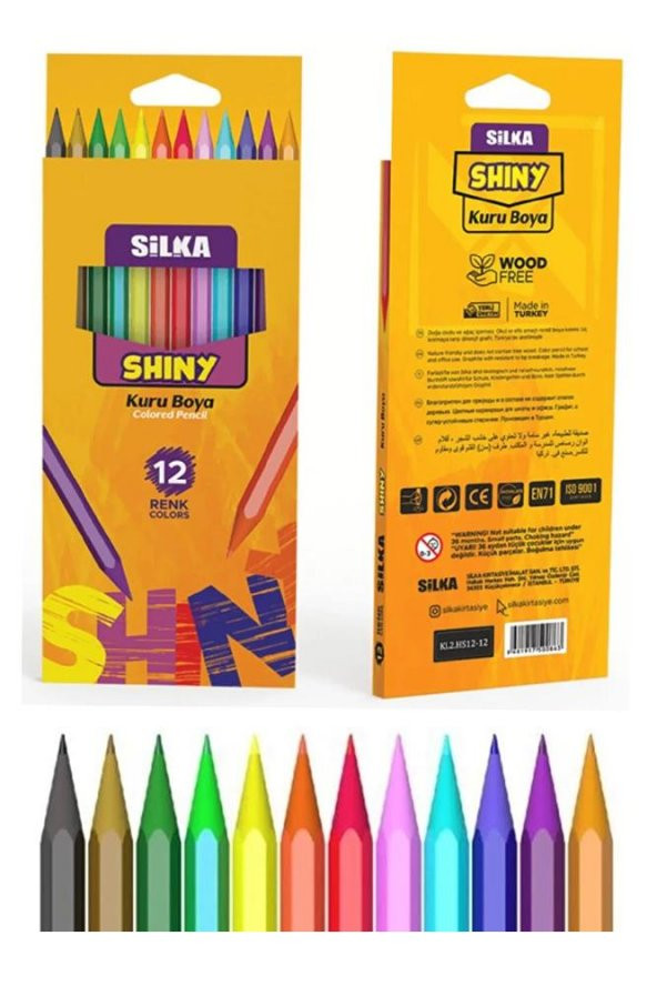 12li Kuru Boya 1 Paket Shiny 12 Renk Tam Boy Kuruboya Karton Kutu 100 Yerli Üretim