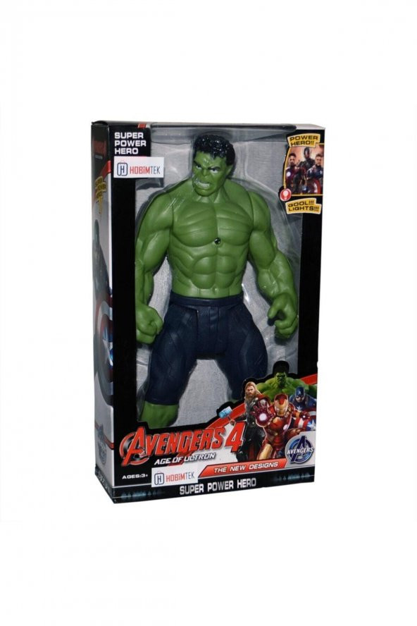 Oyuncak Avengers Hulk, Yeşil Dev Işıklı 26 cm (Büyük Boy).