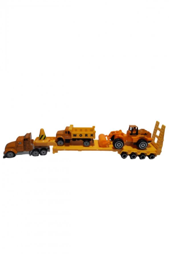 Oyuncak Metal 28 Cm 2 Iş Makineli Metal Tır , Metal Tır ,tır , Kamyon , Silindir Y058 - 1
