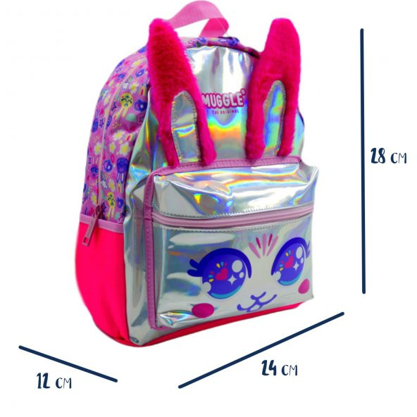 Muggle 2 Bölmeli Bunny Pembe Anaokulu Sırt Çantası (MU-7662) - Resim 2
