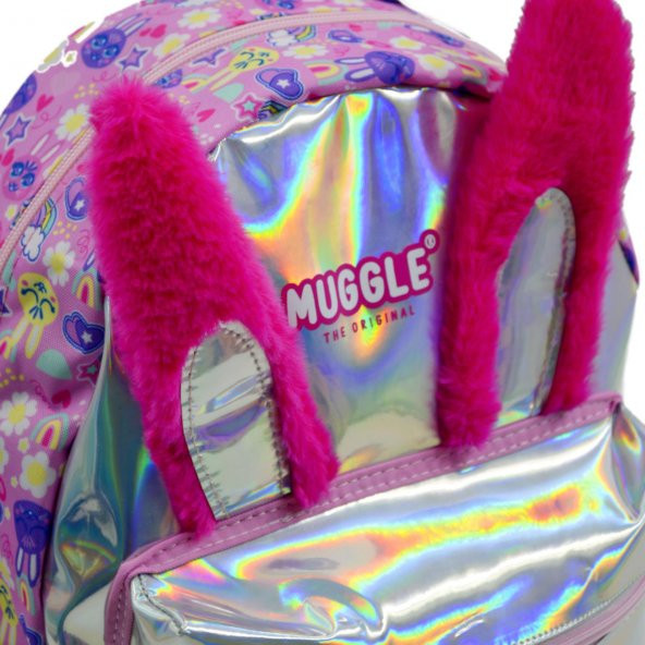 Muggle 2 Bölmeli Bunny Pembe Anaokulu Sırt Çantası (MU-7662) - Resim 4