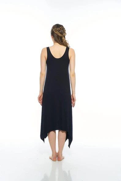 Estiva 23233 Kadın Düz Renkli Omuz Tokalı Likra Viskon Elbise - 4