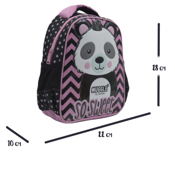 Muggle Tek Bölmeli Panda Siyah Anaokulu Sırt Çantası (MU-7327) - 2