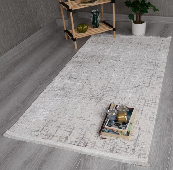 My Evilla Modern Dekoratif Star Seri Krem Gri Dokuma Halı STAR4107C ürün görseli 1