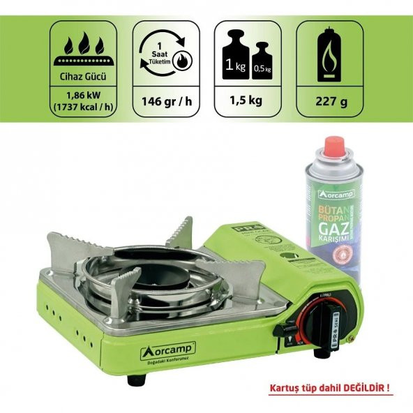 Tekli Çantalı Mini Portatif Ocak - Orcamp - Yeşil (CK-506) - Resim 5