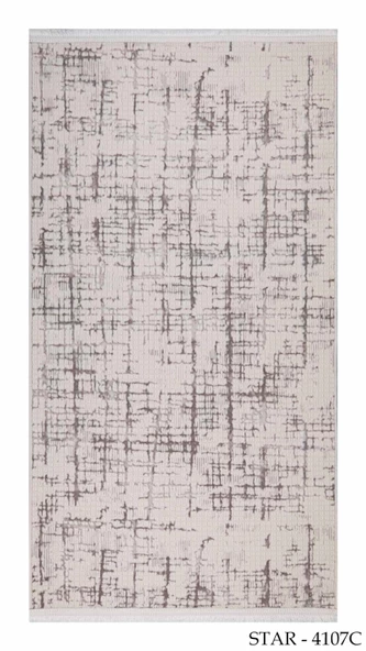 My Evilla Modern Dekoratif Star Seri Krem Gri Dokuma Halı STAR4107C - Resim 2