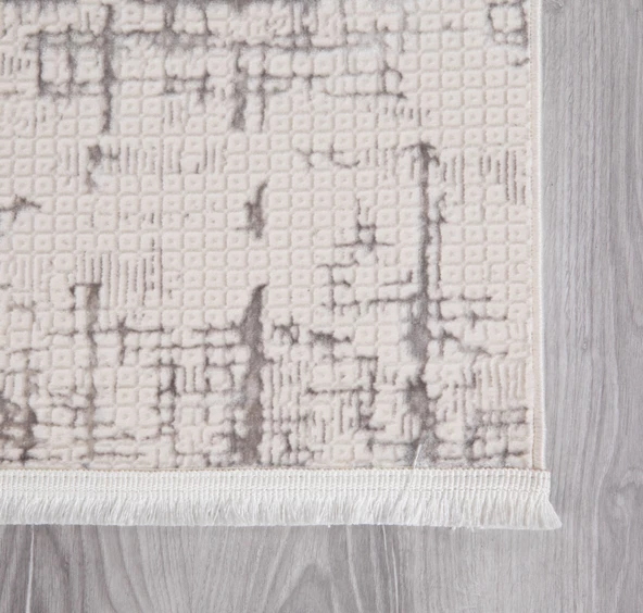 My Evilla Modern Dekoratif Star Seri Krem Gri Dokuma Halı STAR4107C - Resim 4
