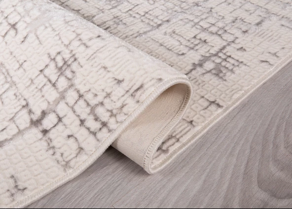 My Evilla Modern Dekoratif Star Seri Krem Gri Dokuma Halı STAR4107C - Resim 3