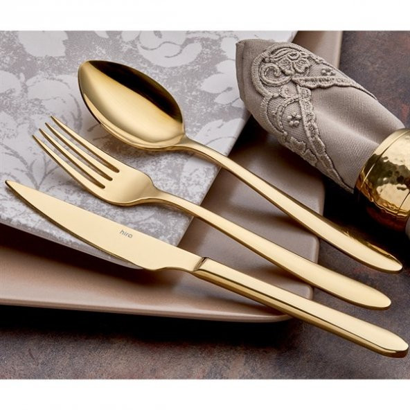 Hira Ege Gold Titanyum 24 ParçaEmotion Kaşık Çatal Bıçak Takımı - 3