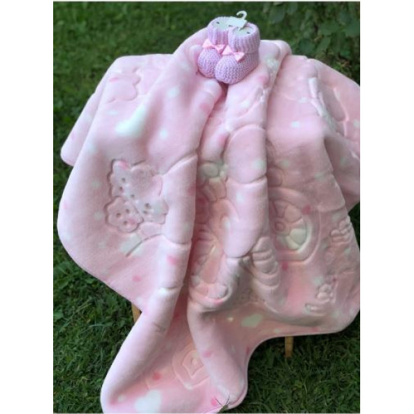 Dinarsu Baby Embos Patik Hediyeli Bebek Battaniyesi