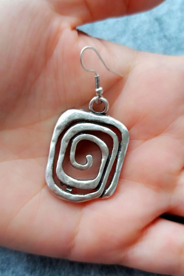 Spiral Şekilli Kadın Küpe Çift Adet Gümüş Kaplama El Yapımı Kadın Küpe - 2