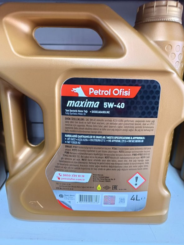 Petrol Ofisi Maxima 5W-40 4 lt Motor Yağı - 2025 üretim - 2