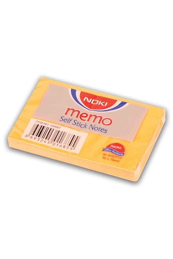 Noki Yapışkanlı Not Kağıdı 51 MM x 75 MM Turuncu Postit (12 Li Paket)