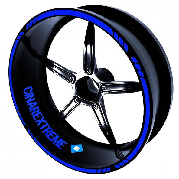 Moto Rider 4lü Sticker Seti Reflektif Mavi İç Dış Jant Şeridi Kask ve Çamurluk Çınar Extreme - 2