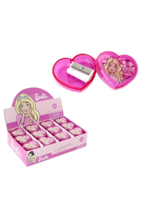Dolphin Kalemtraş Barbie Kalp Şekilli Hazneli Kalemtıraş (24 Lü Paket)