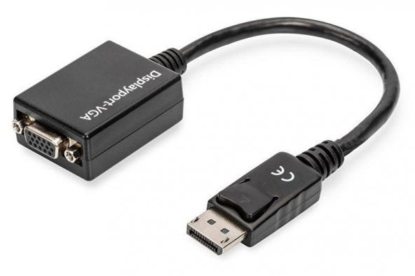 Digutus AK-340403-001-S DisplayPort (DP)   VGA Adaptörü, DP Erkek - HD15 Dişi, 0.15 metre, DP 1.2