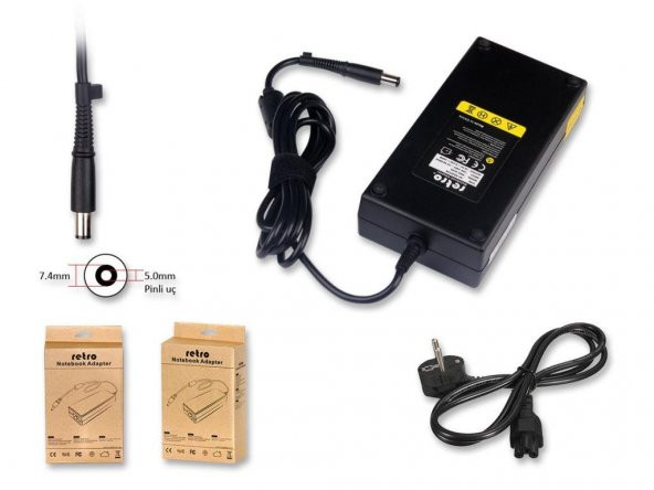 HP, MSI, Acer Predator 19.5V 9.23A 180W Pinli Uç Notebook Adaptör 7.4 x 5.0mm - Pinli uç ürün görseli 1