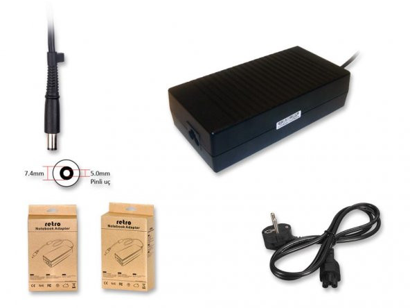 HP, MSI, Acer Predator 19.5V 9.23A 180W Pinli Uç Notebook Adaptör 7.4 x 5.0mm - Pinli uç - Resim 2