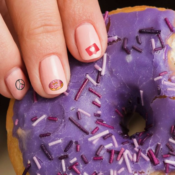 Donut Tırnak Dövmesi,Tırnak Tattoo,Nail Art ,Tırnak Sticker ürün görseli 1