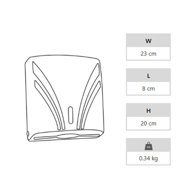 A Form ZHA-2 Z Katlama Attan Çekme Kağıt Havlu Dispenseri Havluluk - Şeffaf Füme - 23 Cm. - 1 Adet - 3