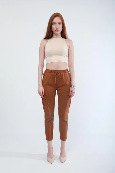 Beli Lastikli Kargo Cep Jean Pantolon - Resim 5