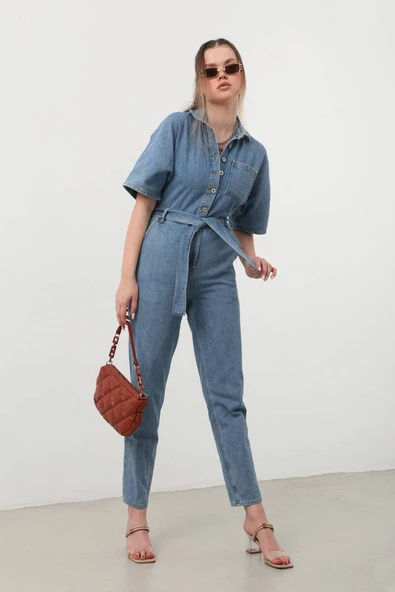 Kadın Yarasa Kol Jean Tulum Mavi - 9