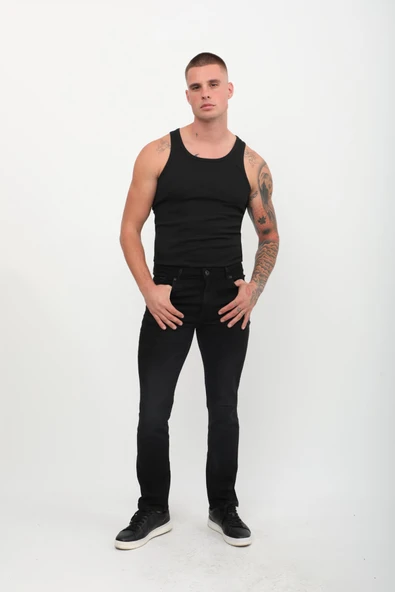 Erkek Regular Fit Jean Pantolon Siyah - 3